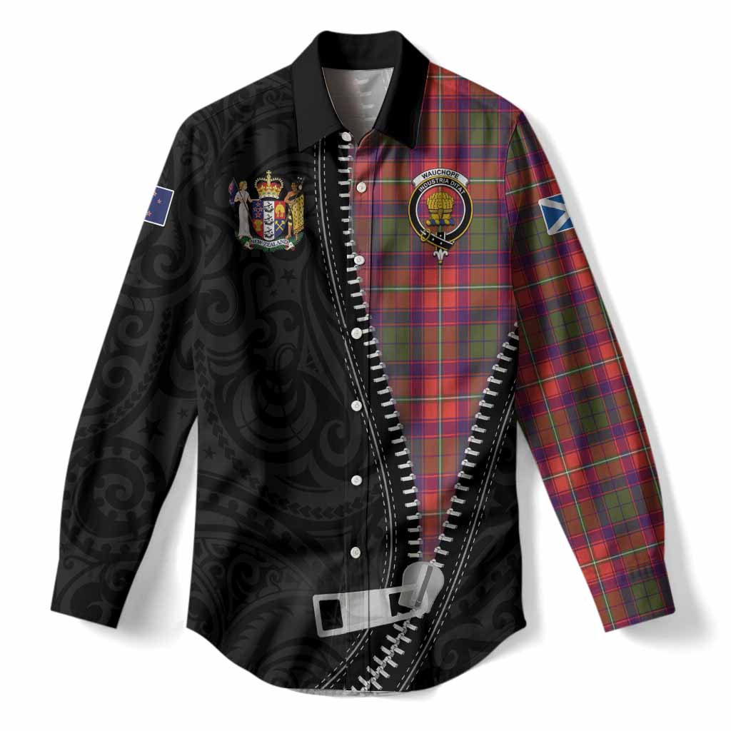 Wauchope Tartan Women Casual Shirt New Zealand Pattern Unique Zipper Stylized