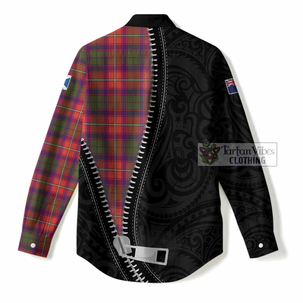 Wauchope Tartan Women Casual Shirt New Zealand Pattern Unique Zipper Stylized