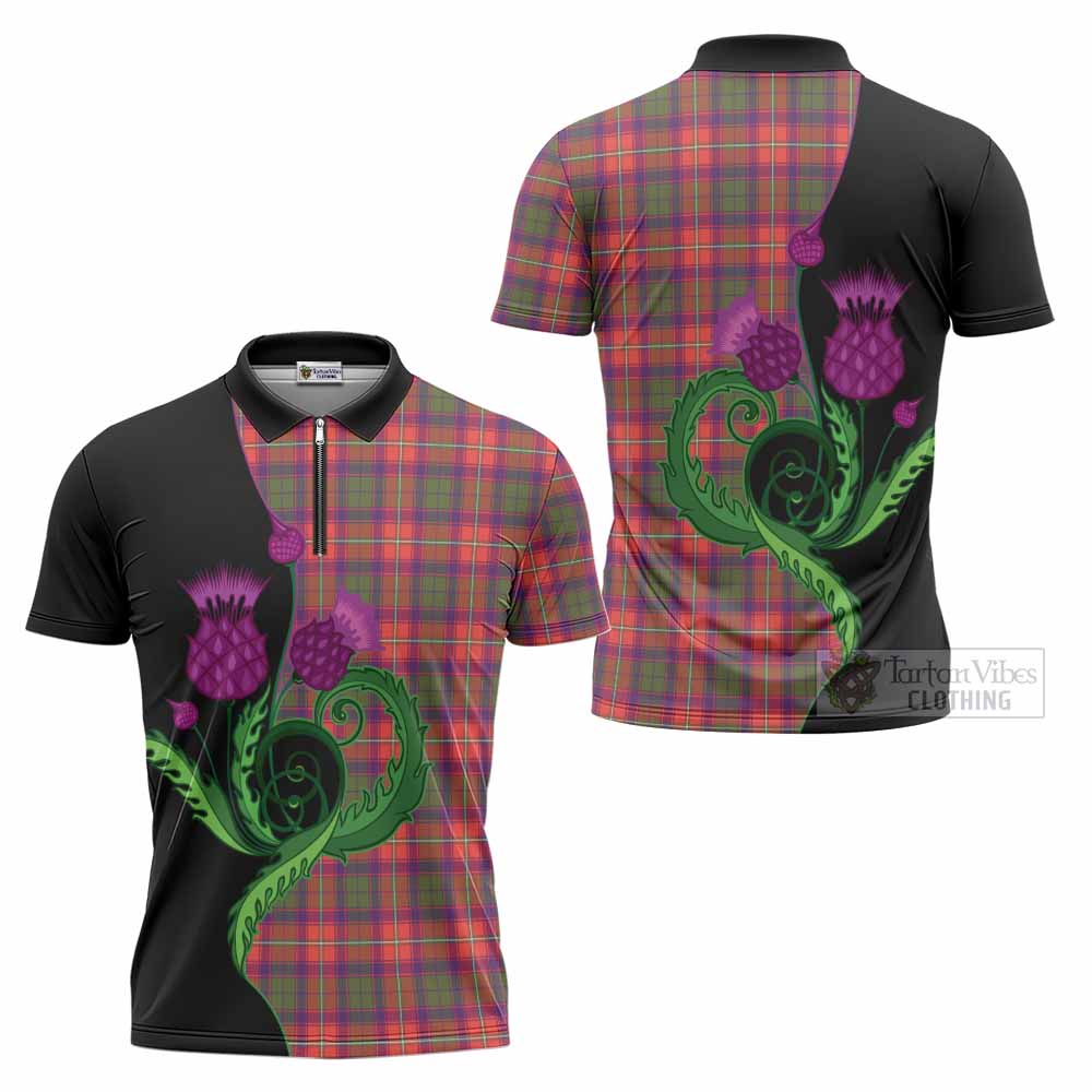 Wauchope Tartan Zipper Polo Shirt Traditional Scottish Thistle