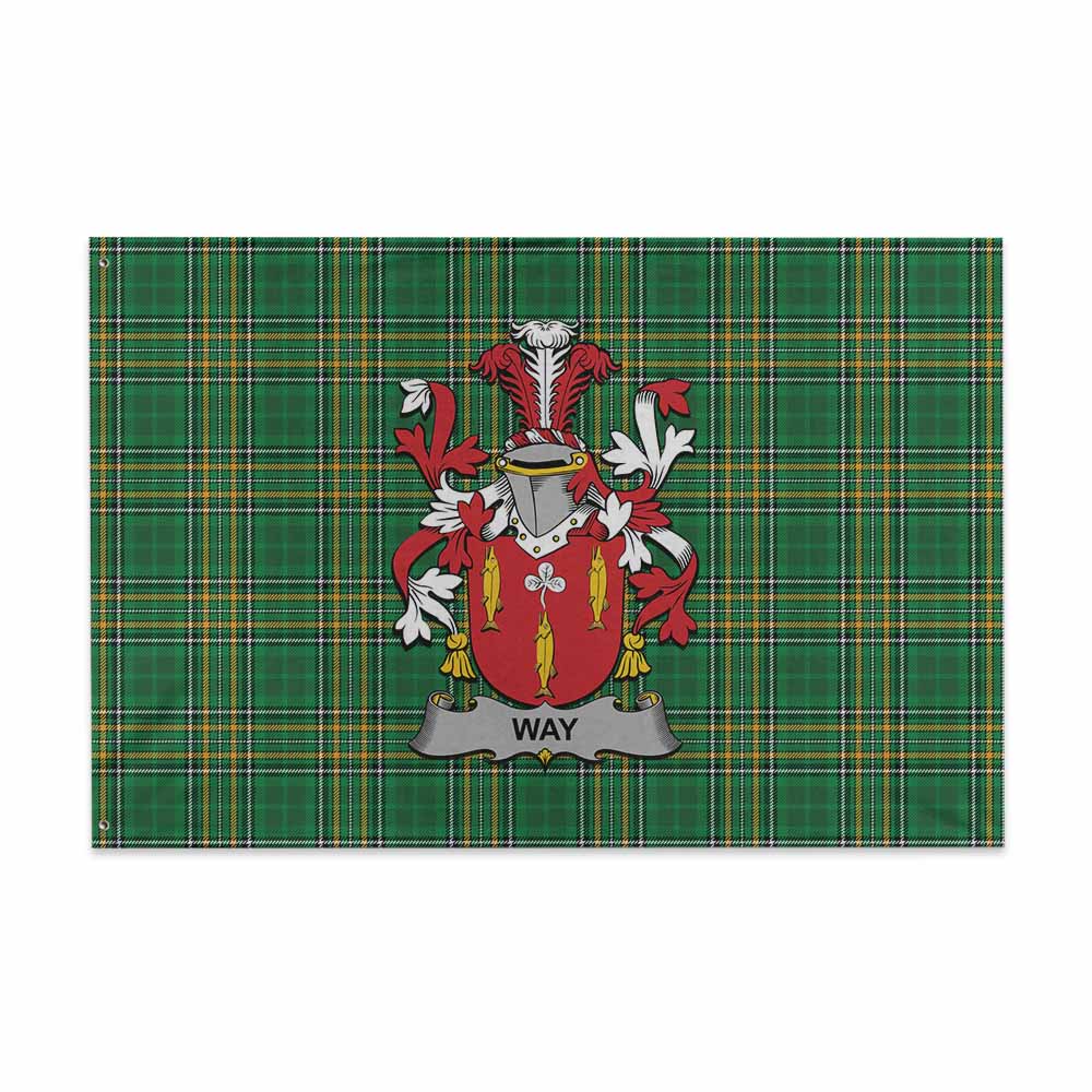 Tartan Vibes Clothing Way Irish Clan Tartan House Flag with Coat of Arms