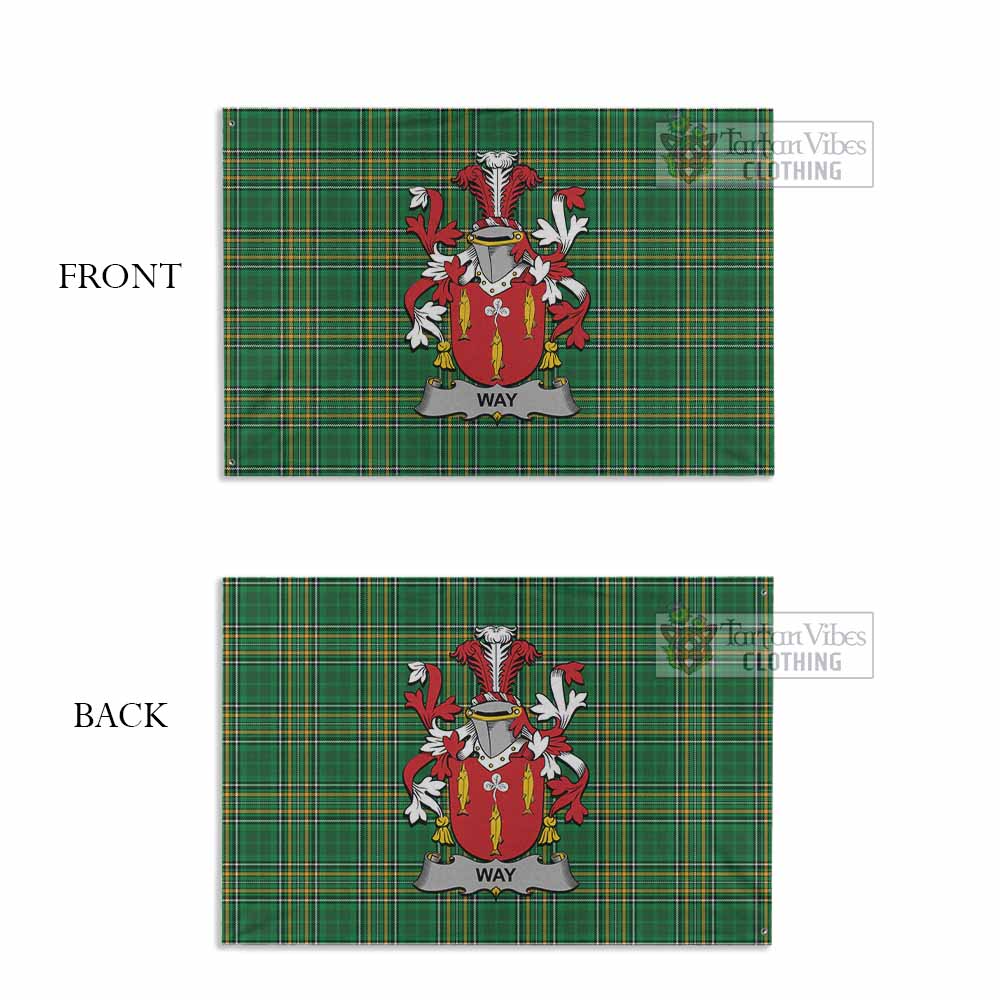 Tartan Vibes Clothing Way Irish Clan Tartan House Flag with Coat of Arms