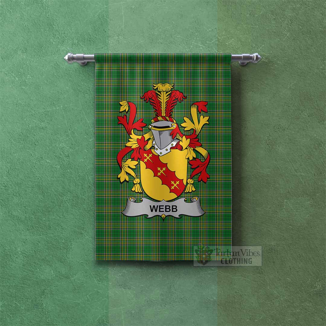 Webb Irish Clan Tartan Gonfalon, Tartan Banner with Coat of Arms Rectangle - Tartan Vibes Clothing