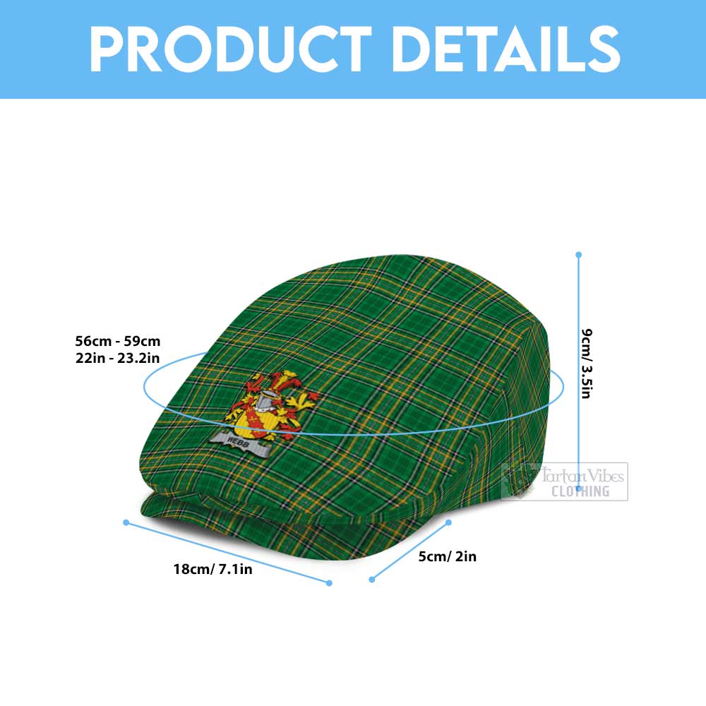 Webb Irish Clan Tartan Jeff Cap, Tartan Flat Cap with Coat of Arm - Tartan Vibes Clothing