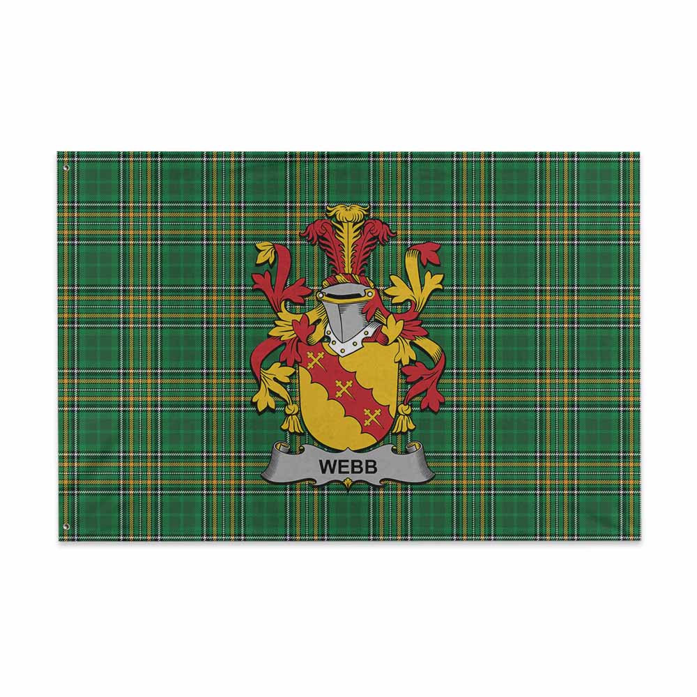 Tartan Vibes Clothing Webb Irish Clan Tartan House Flag with Coat of Arms
