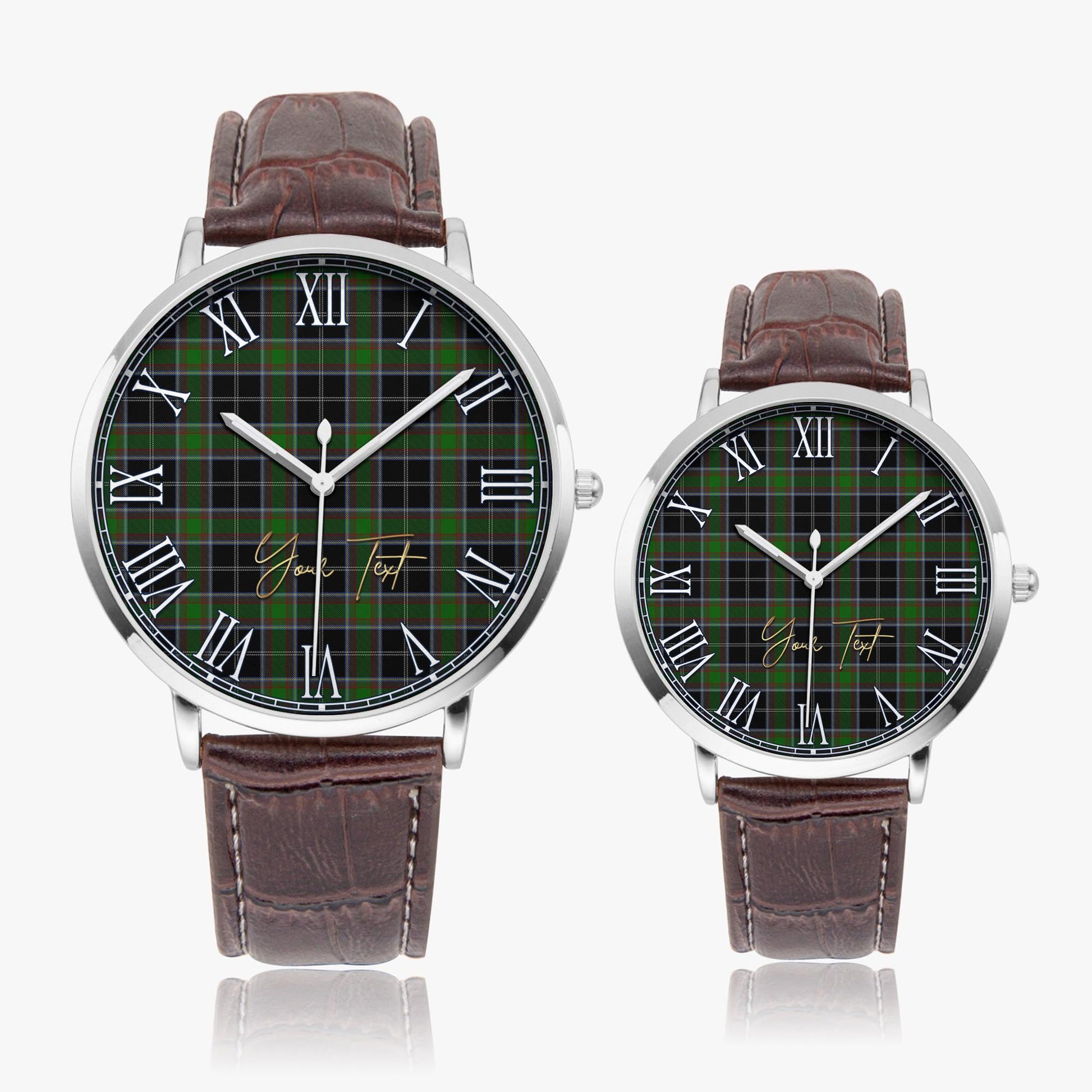 Webster Tartan Personalized Your Text Leather Trap Quartz Watch - Tartan Vibes Clothing