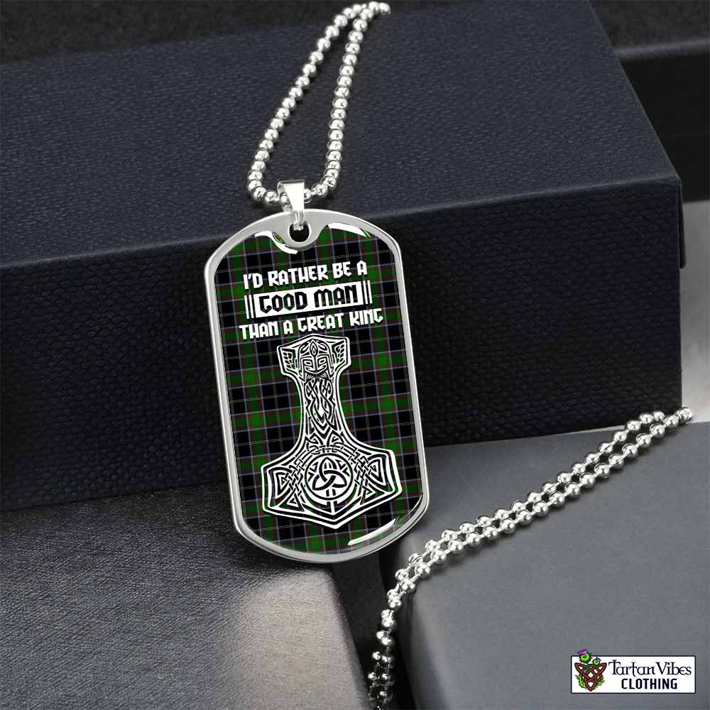 Webster Tartan Dog Tag Necklace Viking Mjolnir Style Silver No - Tartan Vibes Clothing