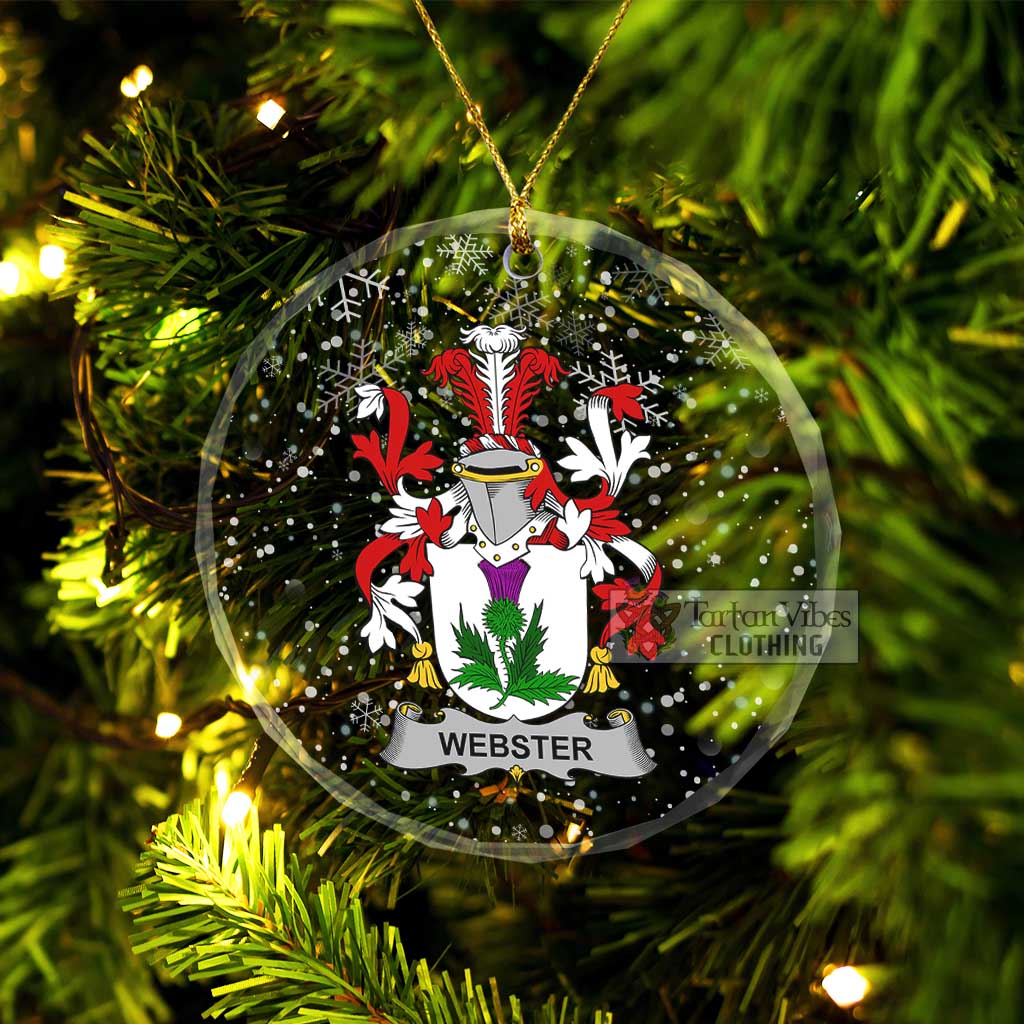 Webster Irish Clan Christmas Glass Ornament with Coat of Arms Transparent Glass Circle - 2D-tartanvibesclothing