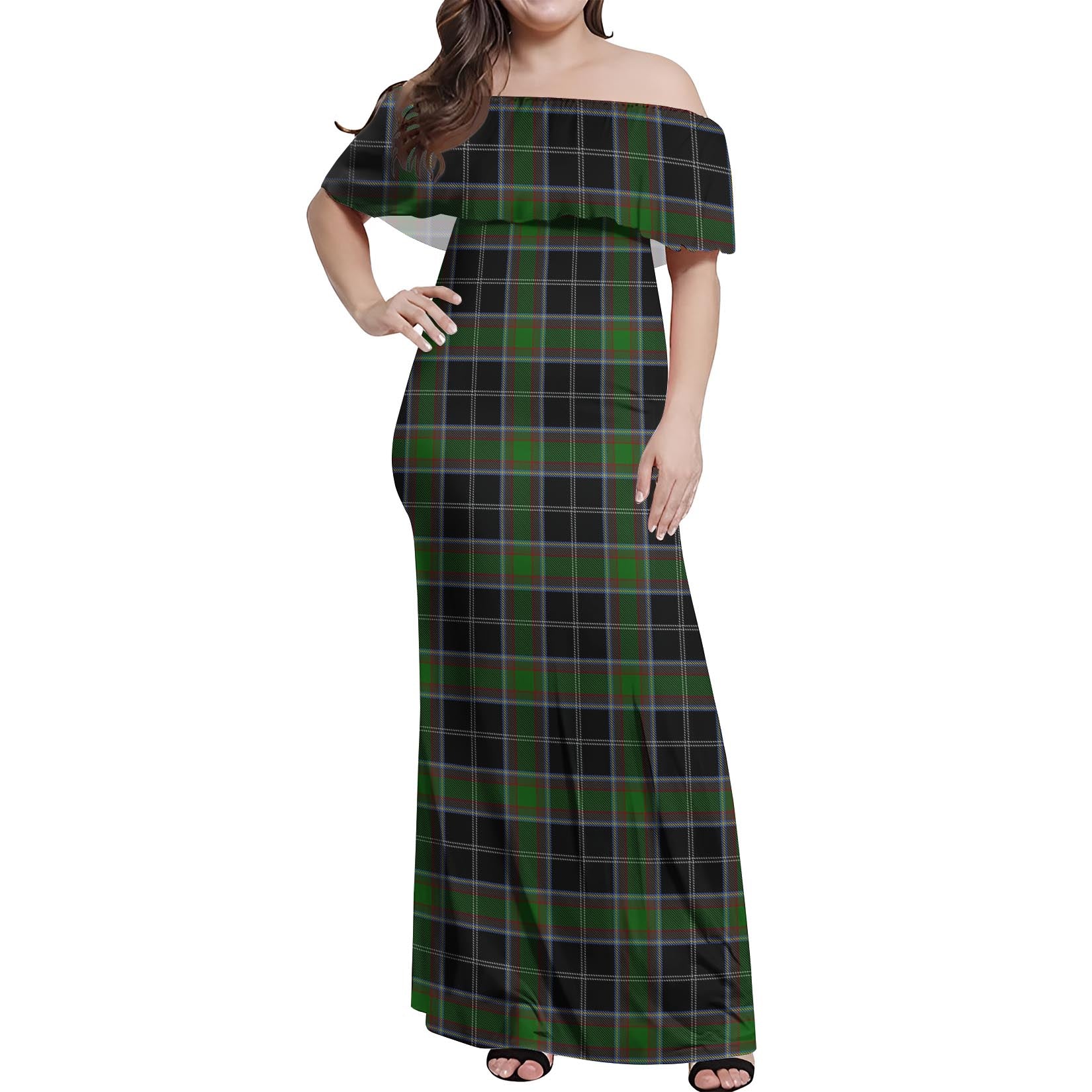 Webster Tartan Off Shoulder Long Dress Women's Dress - Tartan Vibes Clothing