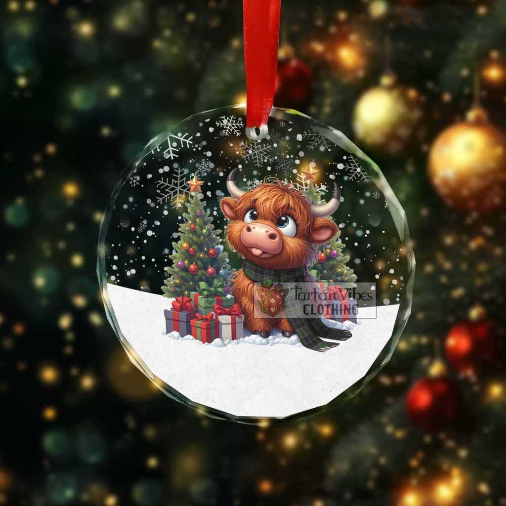 Webster Clan Christmas Glass Ornament with Adorable Highland Coo - Tartan Vibes Clothing