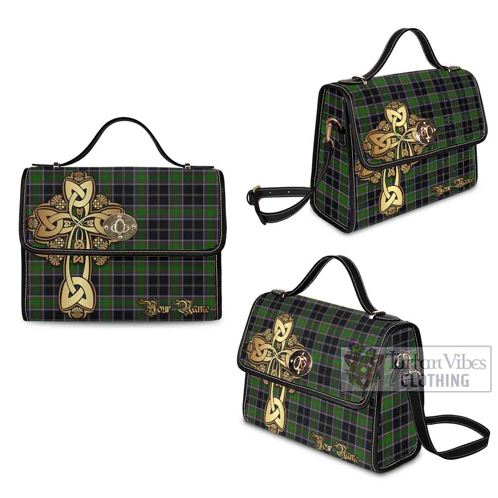 Tartan Vibes Clothing Webster Tartan Waterproof Canvas Bag Golden Thistle Celtic Cross Style