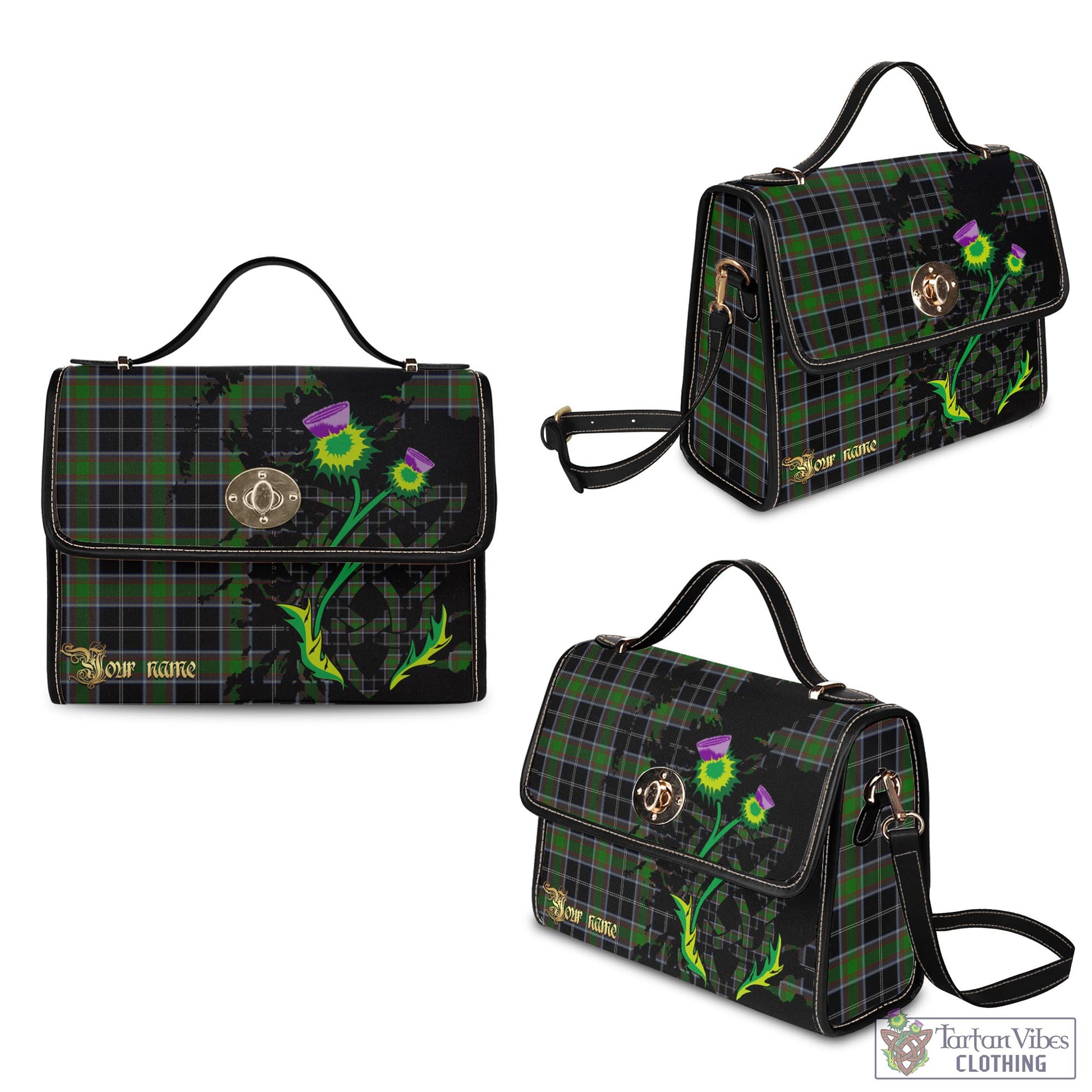 Tartan Vibes Clothing Webster Tartan Waterproof Canvas Bag with Scotland Map and Thistle Celtic Accents