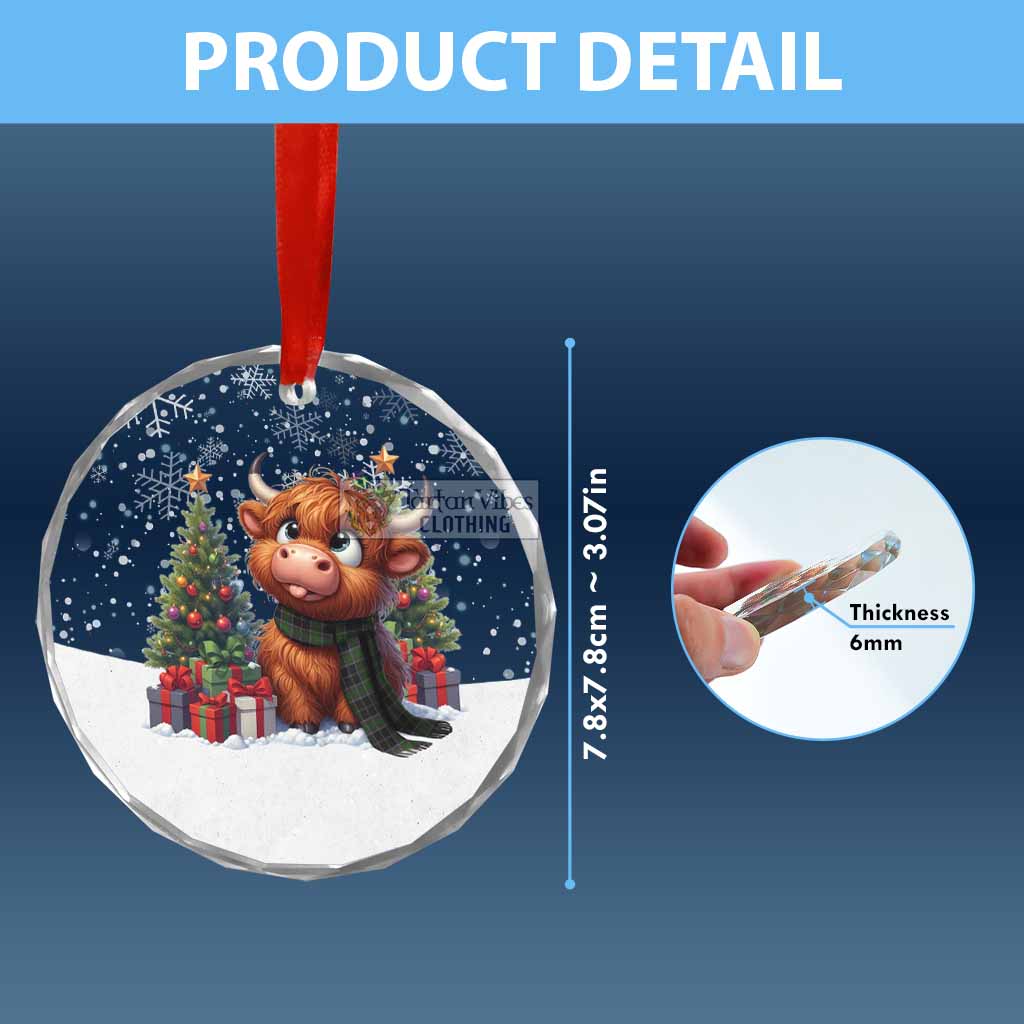 Webster Clan Christmas Glass Ornament with Adorable Highland Coo - Tartan Vibes Clothing