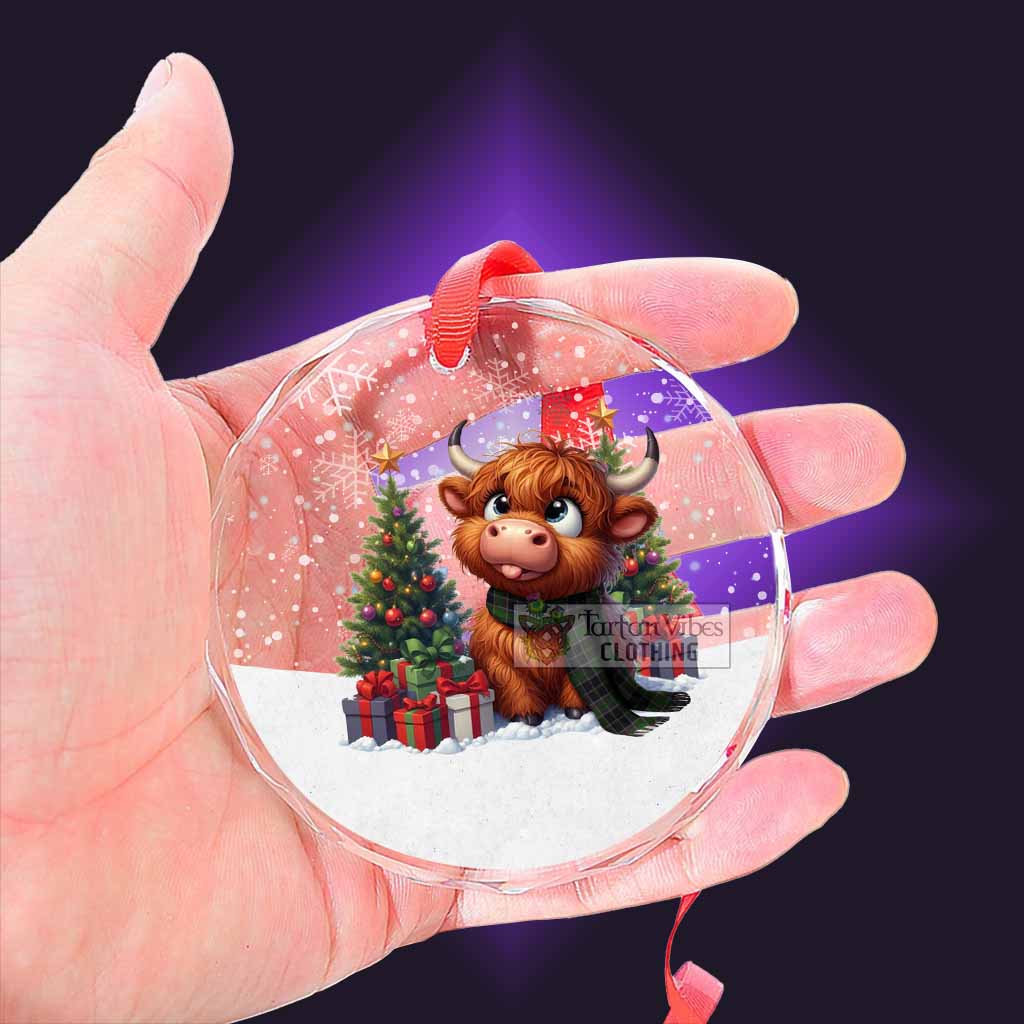 Webster Clan Christmas Glass Ornament with Adorable Highland Coo - Tartan Vibes Clothing