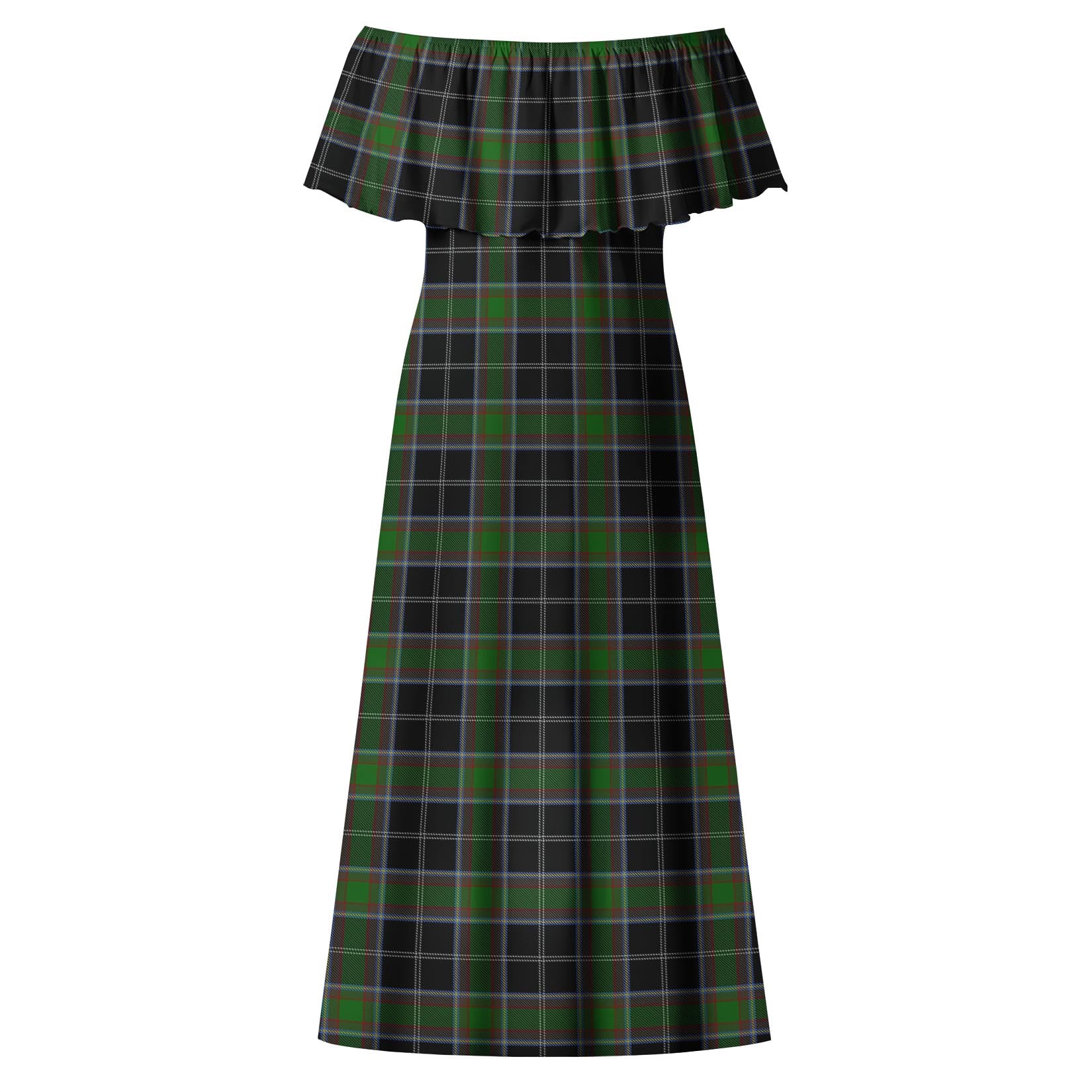 Webster Tartan Off Shoulder Long Dress - Tartan Vibes Clothing