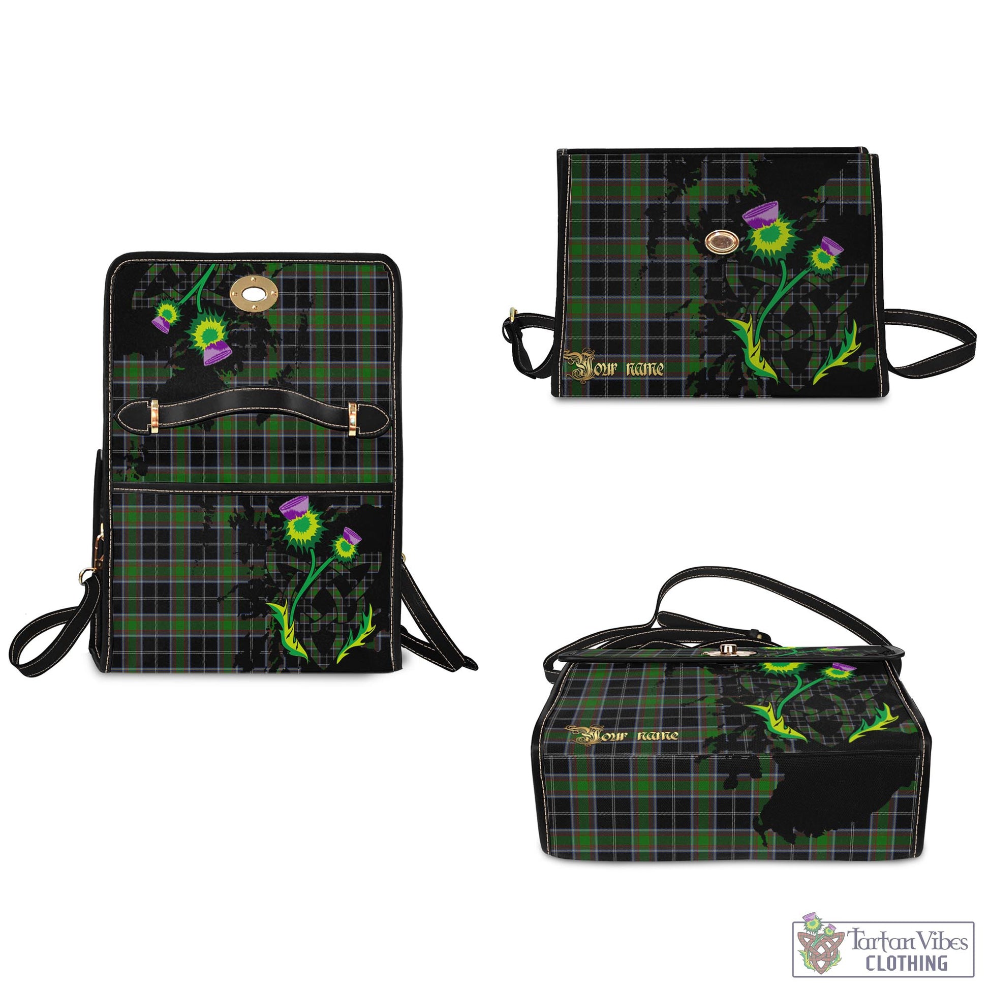Tartan Vibes Clothing Webster Tartan Waterproof Canvas Bag with Scotland Map and Thistle Celtic Accents