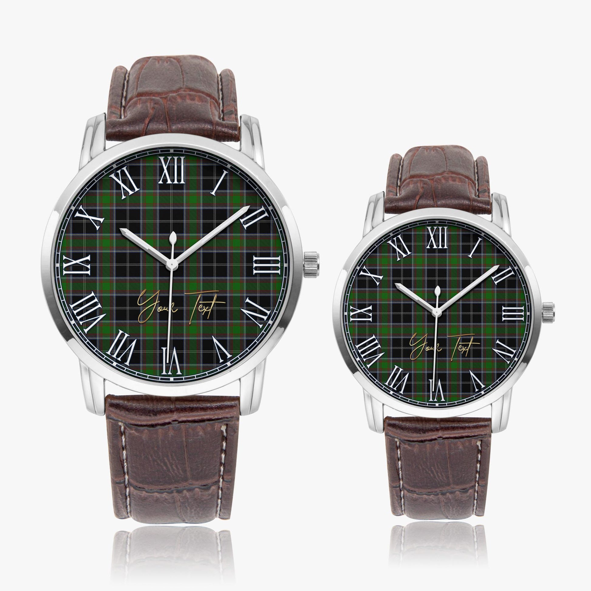 Webster Tartan Personalized Your Text Leather Trap Quartz Watch - Tartan Vibes Clothing