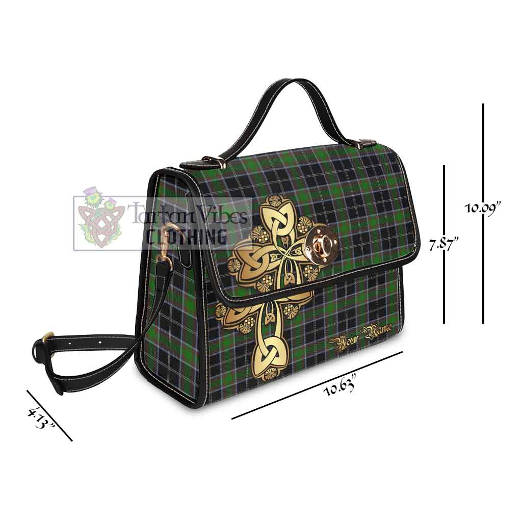 Tartan Vibes Clothing Webster Tartan Waterproof Canvas Bag Golden Thistle Celtic Cross Style