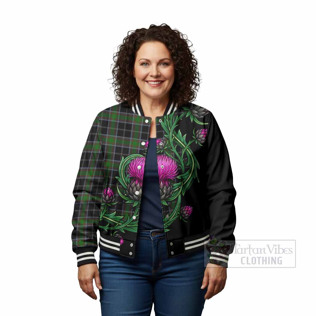 Webster Tartan Baseball Jacket Resilient Scottish Thistle - Tartan Vibes Clothing