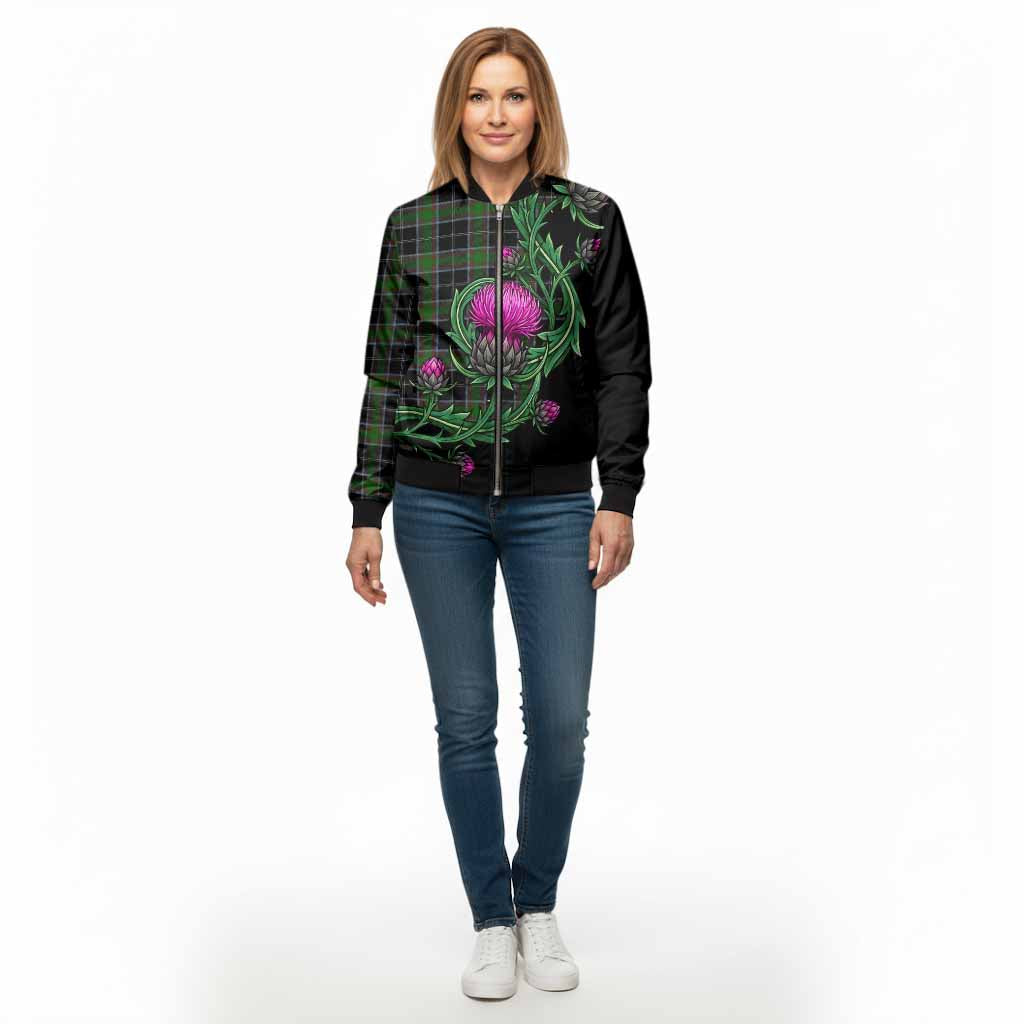 Webster Tartan Bomber Jacket Resilient Scottish Thistle - Tartan Vibes Clothing