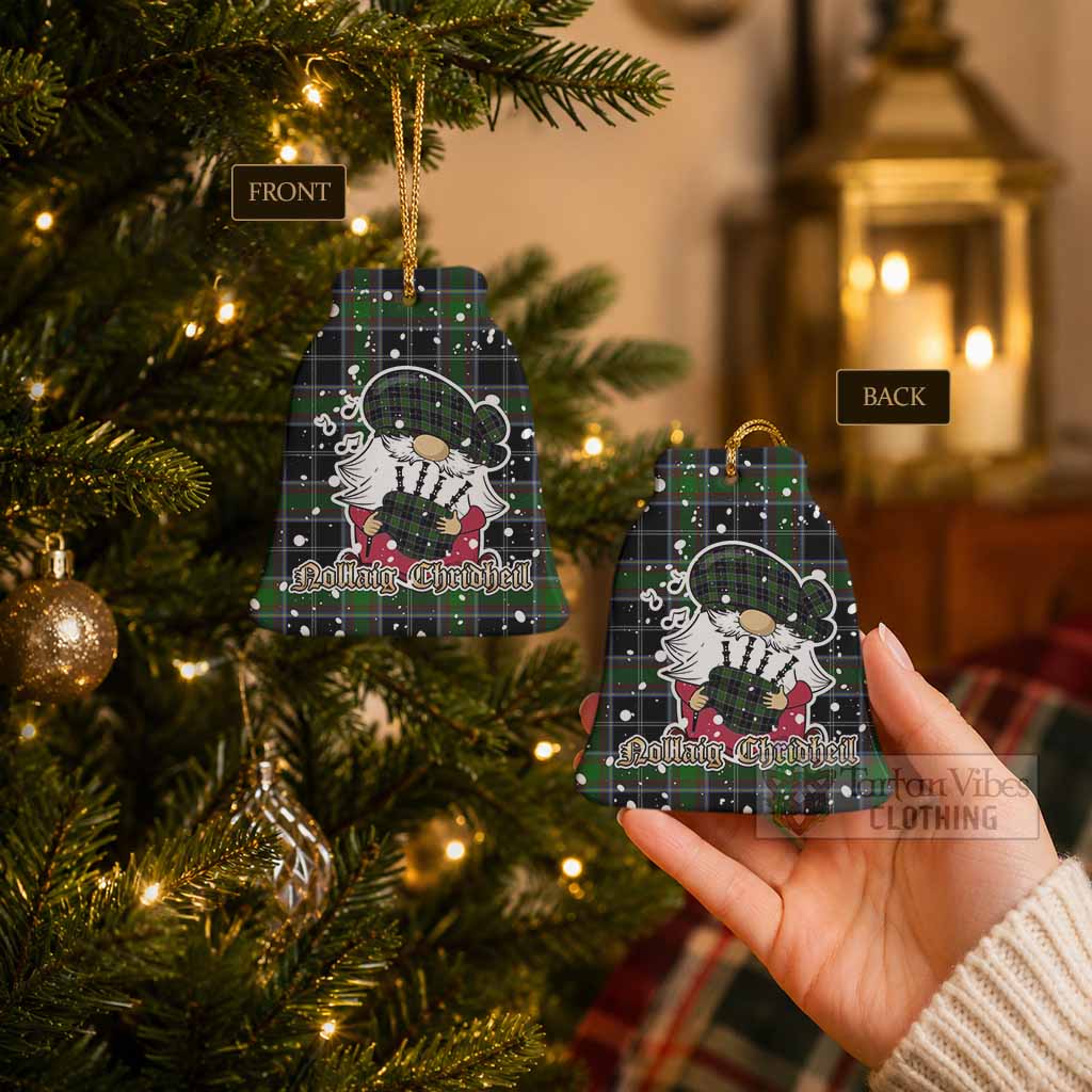 Webster Tartan Ceramic Bell Ornament Gnome Bagpiper - Chistmas Tree Decor - Tartan Vibes Clothing
