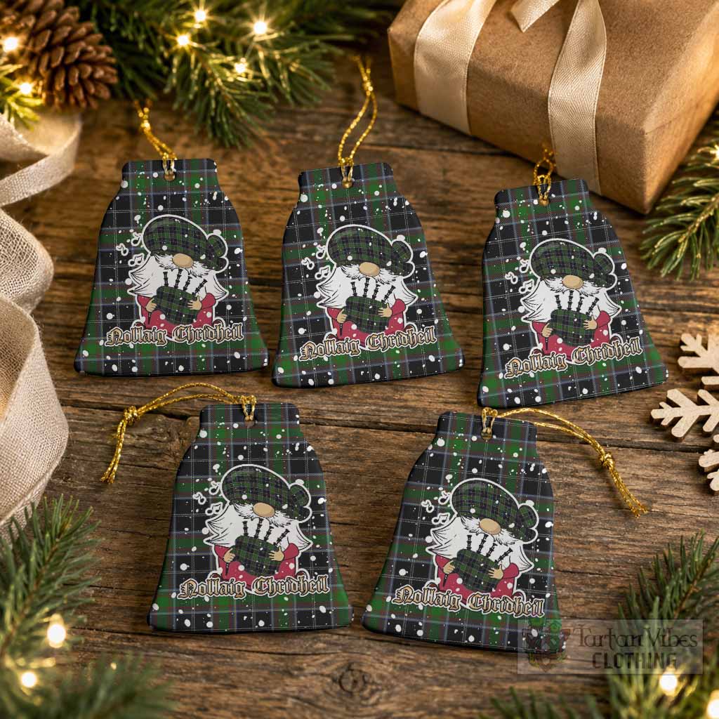 Webster Tartan Ceramic Bell Ornament Gnome Bagpiper - Chistmas Tree Decor Pack of 5 - Tartan Vibes Clothing