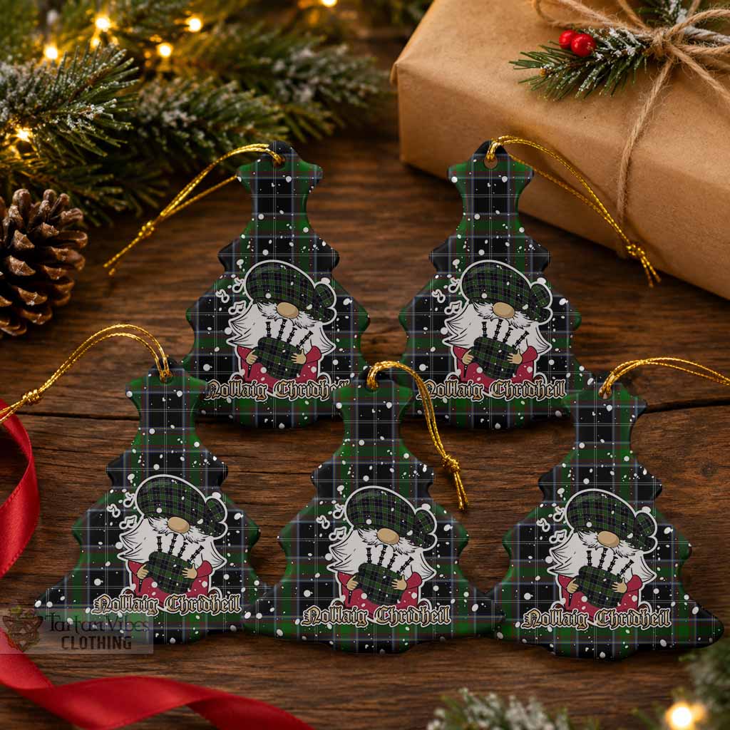 Webster Tartan Ceramic Christmas Tree Ornament Gnome Bagpiper - Chistmas Tree Decor Pack of 5 - Tartan Vibes Clothing