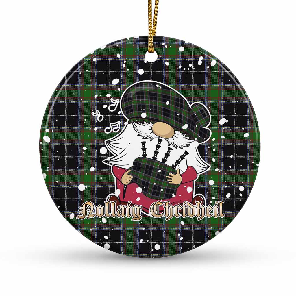 Webster Tartan Ceramic Circle Ornament Gnome Bagpiper - Chistmas Tree Decor