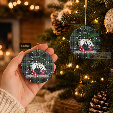 Webster Tartan Ceramic Circle Ornament Gnome Bagpiper - Chistmas Tree Decor - Tartan Vibes Clothing