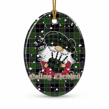 Webster Tartan Ceramic Oval Ornament Gnome Bagpiper - Chistmas Tree Decor 1 Piece - Tartan Vibes Clothing