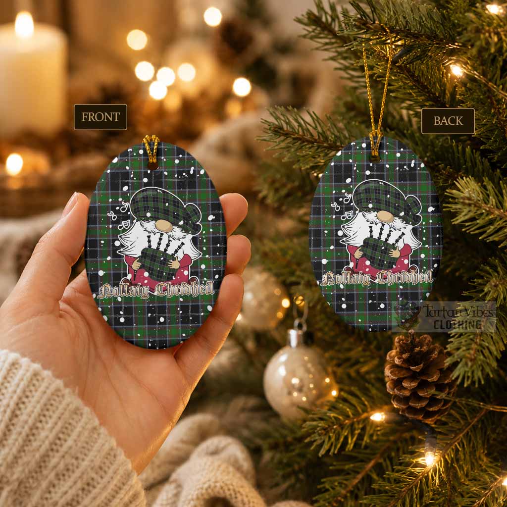 Webster Tartan Ceramic Oval Ornament Gnome Bagpiper - Chistmas Tree Decor - Tartan Vibes Clothing