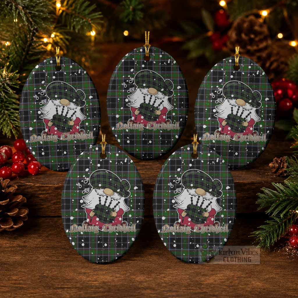 Webster Tartan Ceramic Oval Ornament Gnome Bagpiper - Chistmas Tree Decor Pack of 5 - Tartan Vibes Clothing