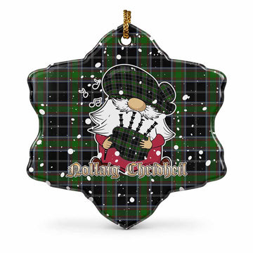 Webster Tartan Ceramic Snow Flake Ornament Gnome Bagpiper - Chistmas Tree Decor 1 Piece - Tartan Vibes Clothing