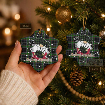Webster Tartan Ceramic Snow Flake Ornament Gnome Bagpiper - Chistmas Tree Decor - Tartan Vibes Clothing