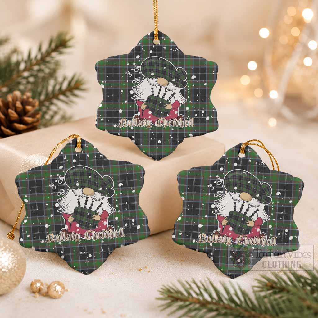 Webster Tartan Ceramic Snow Flake Ornament Gnome Bagpiper - Chistmas Tree Decor Pack of 3 - Tartan Vibes Clothing