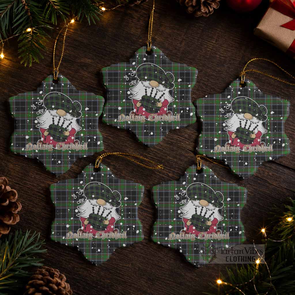 Webster Tartan Ceramic Snow Flake Ornament Gnome Bagpiper - Chistmas Tree Decor Pack of 5 - Tartan Vibes Clothing