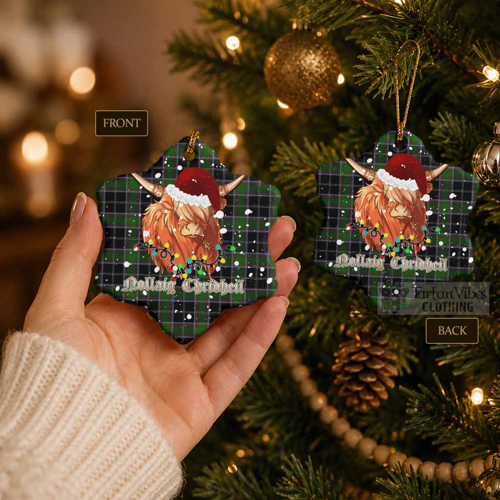 Webster Tartan Ceramic Snow Flake Ornament Mister Coo - Highlander Decor - Tartan Vibes Clothing