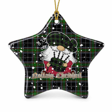 Webster Tartan Ceramic Star Ornament Gnome Bagpiper - Chistmas Tree Decor 1 Piece - Tartan Vibes Clothing