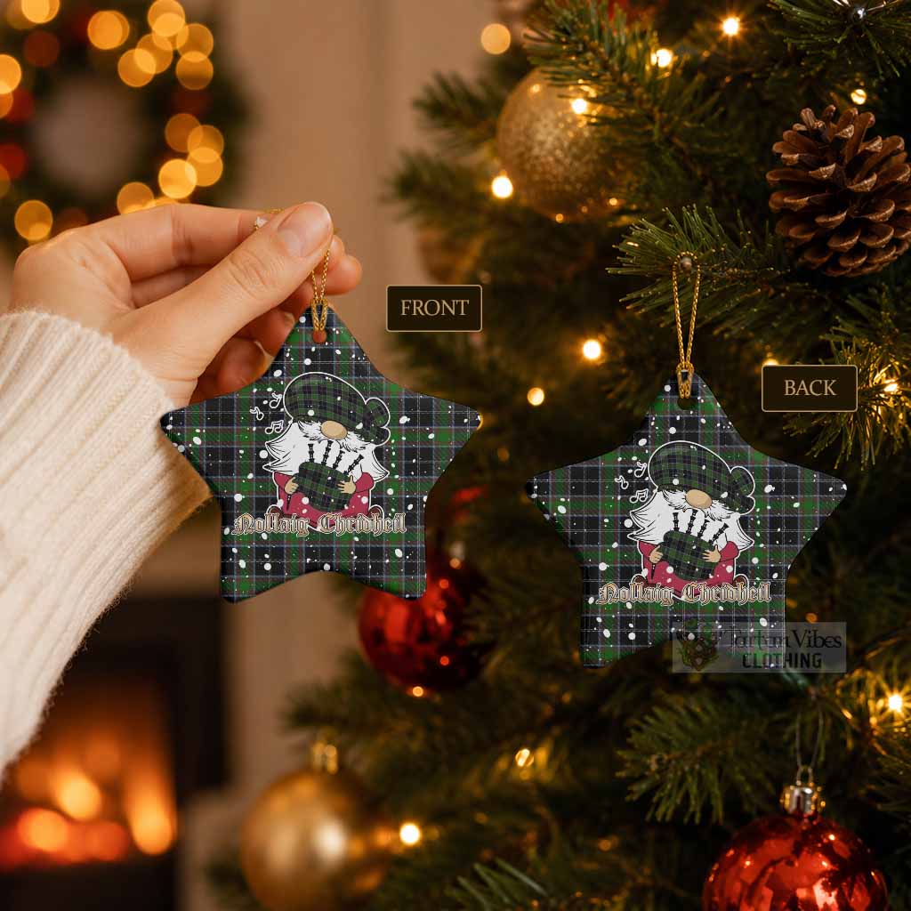 Webster Tartan Ceramic Star Ornament Gnome Bagpiper - Chistmas Tree Decor - Tartan Vibes Clothing