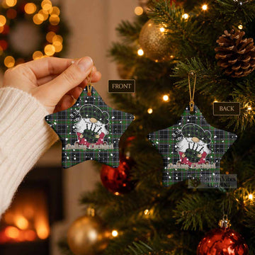 Webster Tartan Ceramic Star Ornament Gnome Bagpiper - Chistmas Tree Decor - Tartan Vibes Clothing