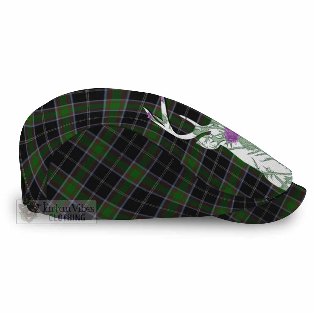 Webster Tartan Flat Cap, Jeff Cap Scottish Stag Thistle Floral Art - Tartan Vibes Clothing