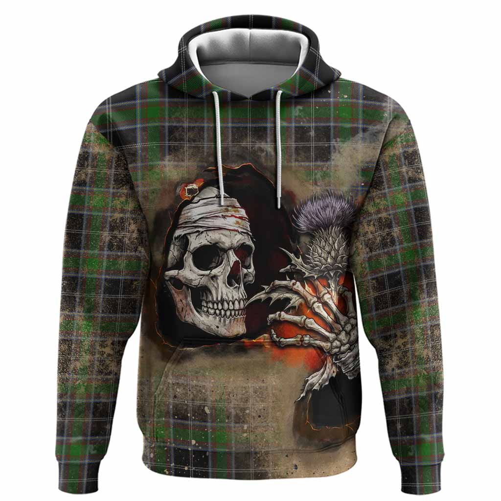 Webster Tartan Hoodie Halloween Skeleton With Thistle Burning Effect Pullover Hoodie - Tartan Vibes Clothing