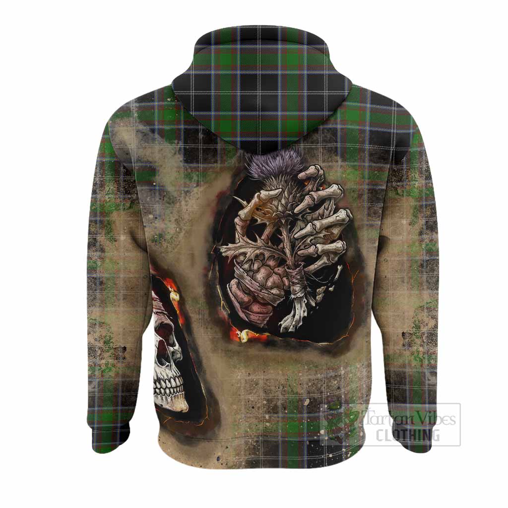 Webster Tartan Hoodie Halloween Skeleton With Thistle Burning Effect - Tartan Vibes Clothing