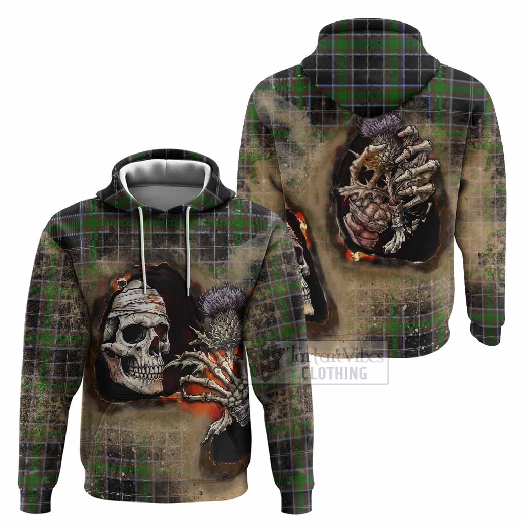 Webster Tartan Hoodie Halloween Skeleton With Thistle Burning Effect - Tartan Vibes Clothing