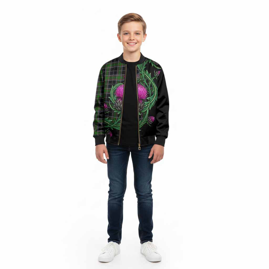 Webster Tartan Kid Bomber Jacket Resilient Scottish Thistle - Tartan Vibes Clothing