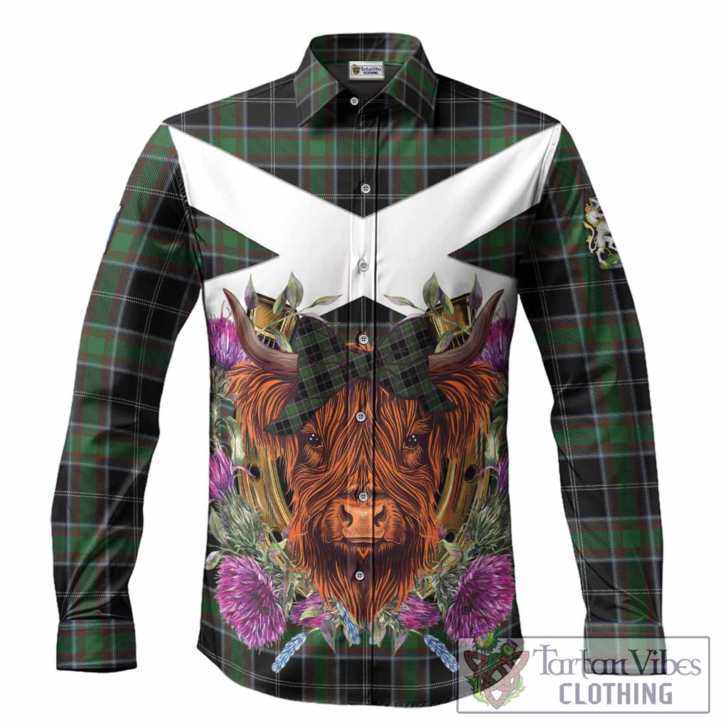 Webster Tartan Long Sleeve Button Shirts Scottish Thistle Heilan Coo