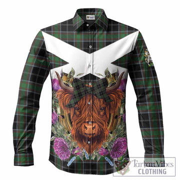 Webster Tartan Long Sleeve Button Shirts Scottish Thistle Heilan Coo