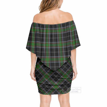 Webster Tartan Off Shoulder Draped Bodycon Mini Dress - Tartan Vibes Clothing