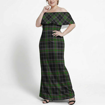 Webster Tartan Off Shoulder Ruffle Maxi Dress