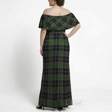 Webster Tartan Off Shoulder Ruffle Maxi Dress