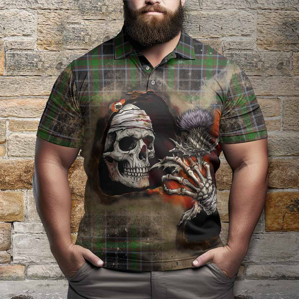 Webster Tartan Polo Shirt Halloween Skeleton With Thistle Burning Effect